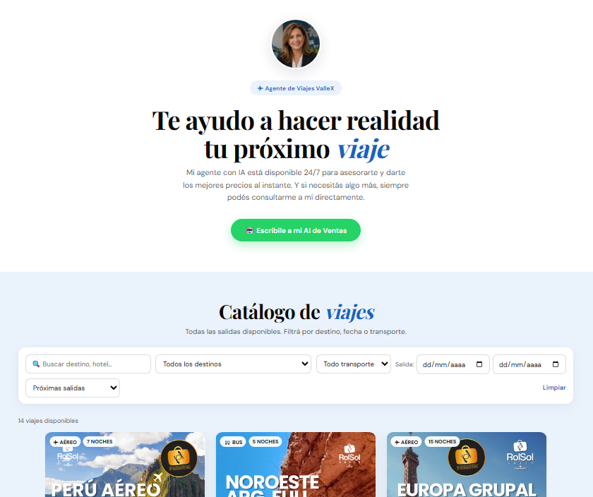 La página web que recibe cada Agente Comercial de RolSol